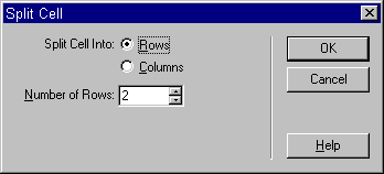 Деление ячейки таблицы в Macromedia Dreamweaver 3